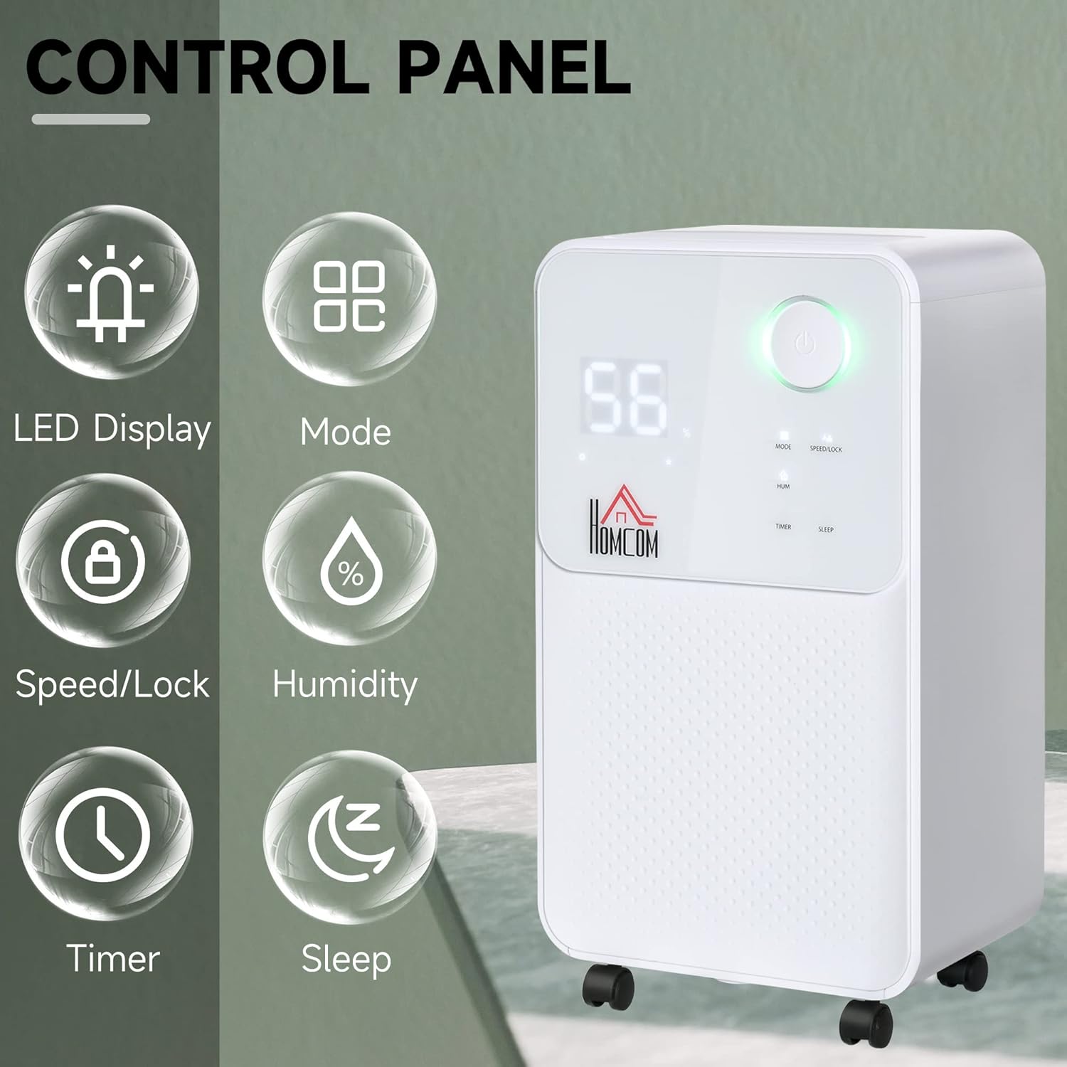 HOMCOM 12L/Day Dehumidifier for Home