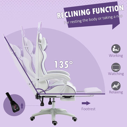 Vinsetto Reclining Racing Gaming Chair with Headrest and Lumber Support Purple