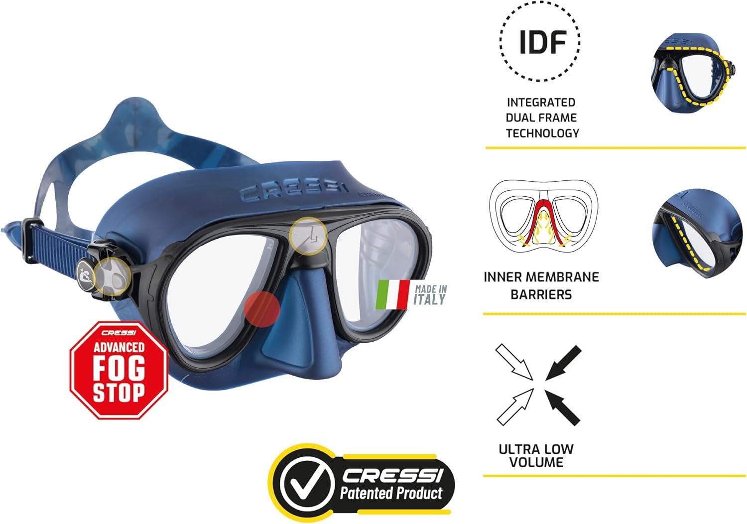 Cressi Calibro Corsica Professional Low Volume Snorkel Freediving Scuba Set