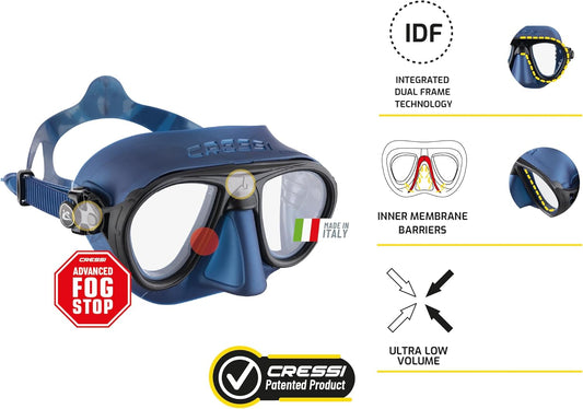 Cressi Calibro Corsica Professional Low Volume Snorkel Freediving Scuba Set