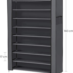 SONGMICS 10-Tier Shoe Rack with Dustproof Cover