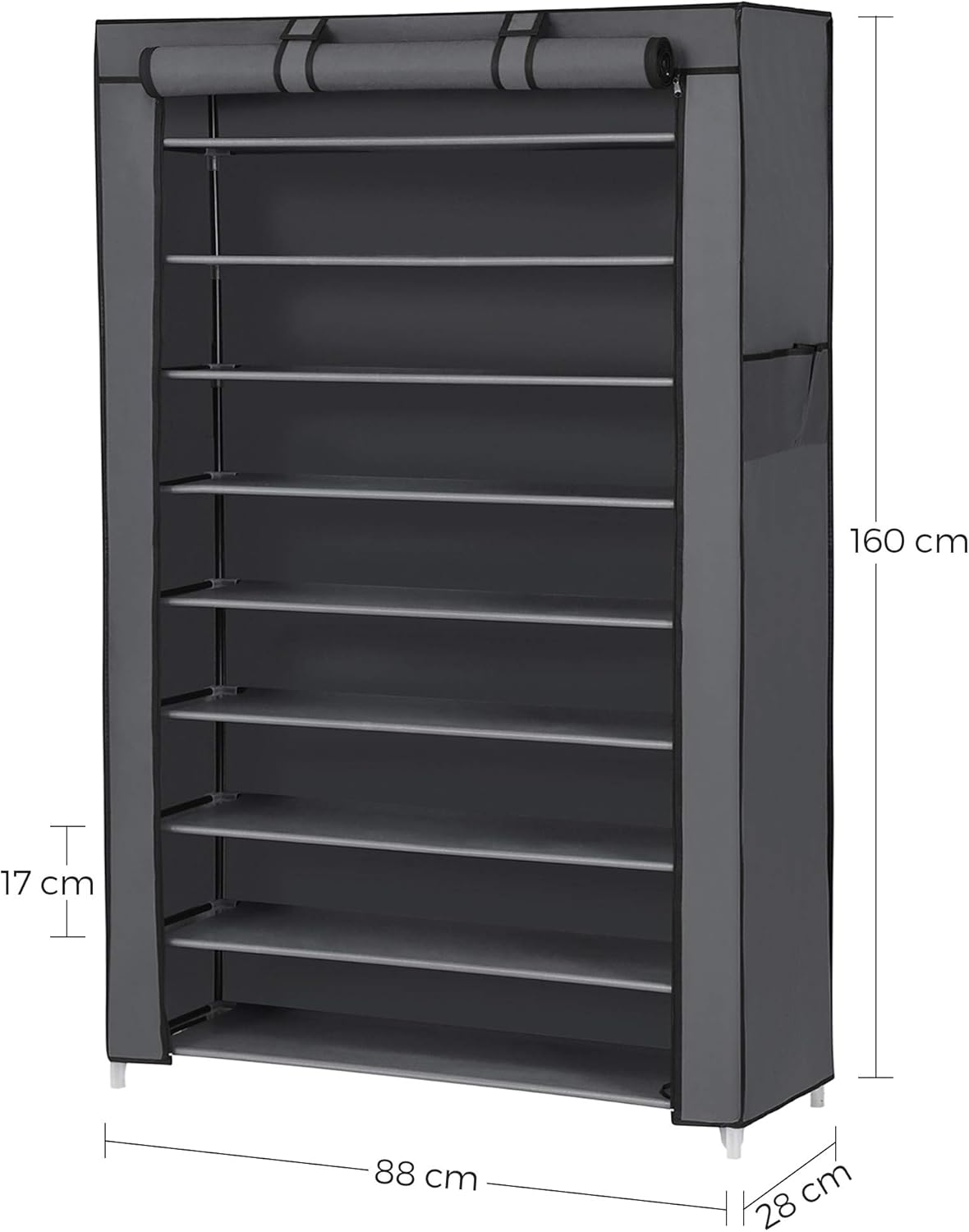 SONGMICS 10-Tier Shoe Rack with Dustproof Cover