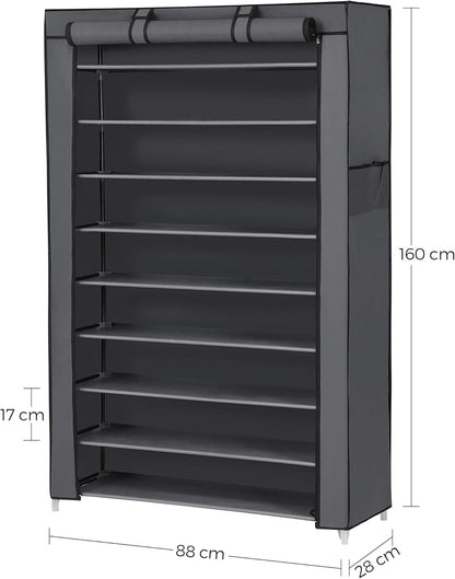 SONGMICS 10-Tier Shoe Rack with Dustproof Cover