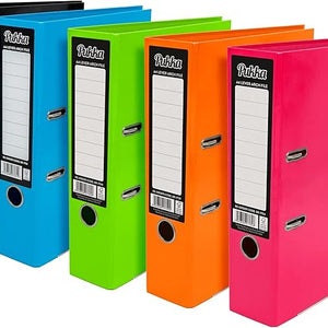 Pukka Pad, Brights A4 Lever Arch Files – 10 Pack of Assorted Colours – 70mm Spine with Customisable Label
