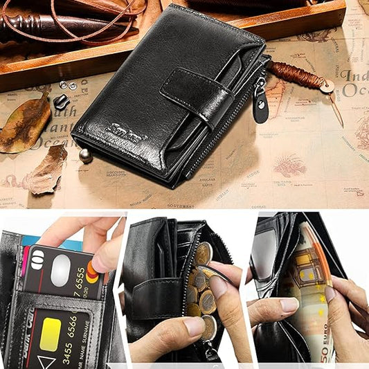 Senbos Wallet Mens, RFID Blocking Genuine Leather Wallet for Men with 18 Credit Card Slots