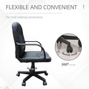HOMCOM Office Chair, PU Leather Computer Desk Chair with Adjustable Height Black