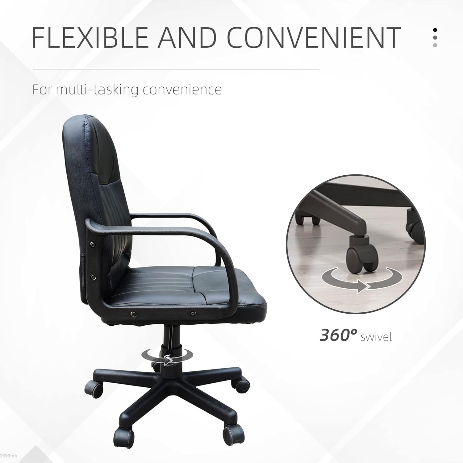 HOMCOM Office Chair, PU Leather Computer Desk Chair with Adjustable Height Black
