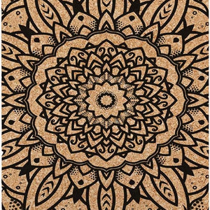 Myga extra large extra cushion cork yoga mandala mat size 200X70CM