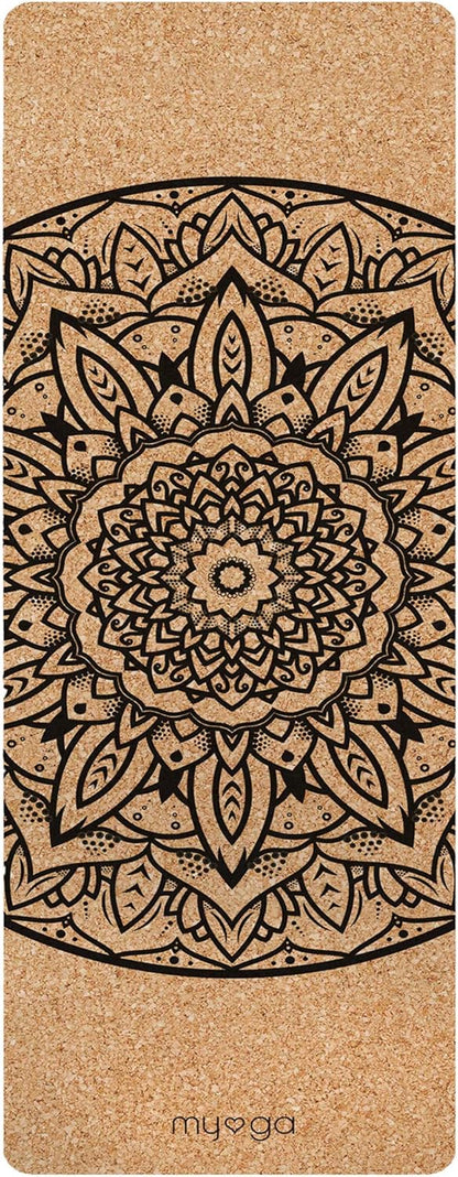 Myga extra large extra cushion cork yoga mandala mat size 200X70CM