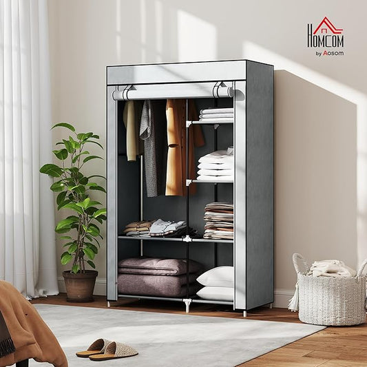 HOMCOM Fabric Wardrobe, Portable Wardrobe with 6 Shelves