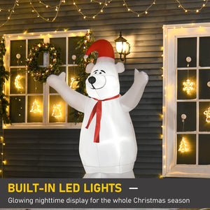 HOMCOM 6ft Tall Outdoor Inflatable Bear Christmas