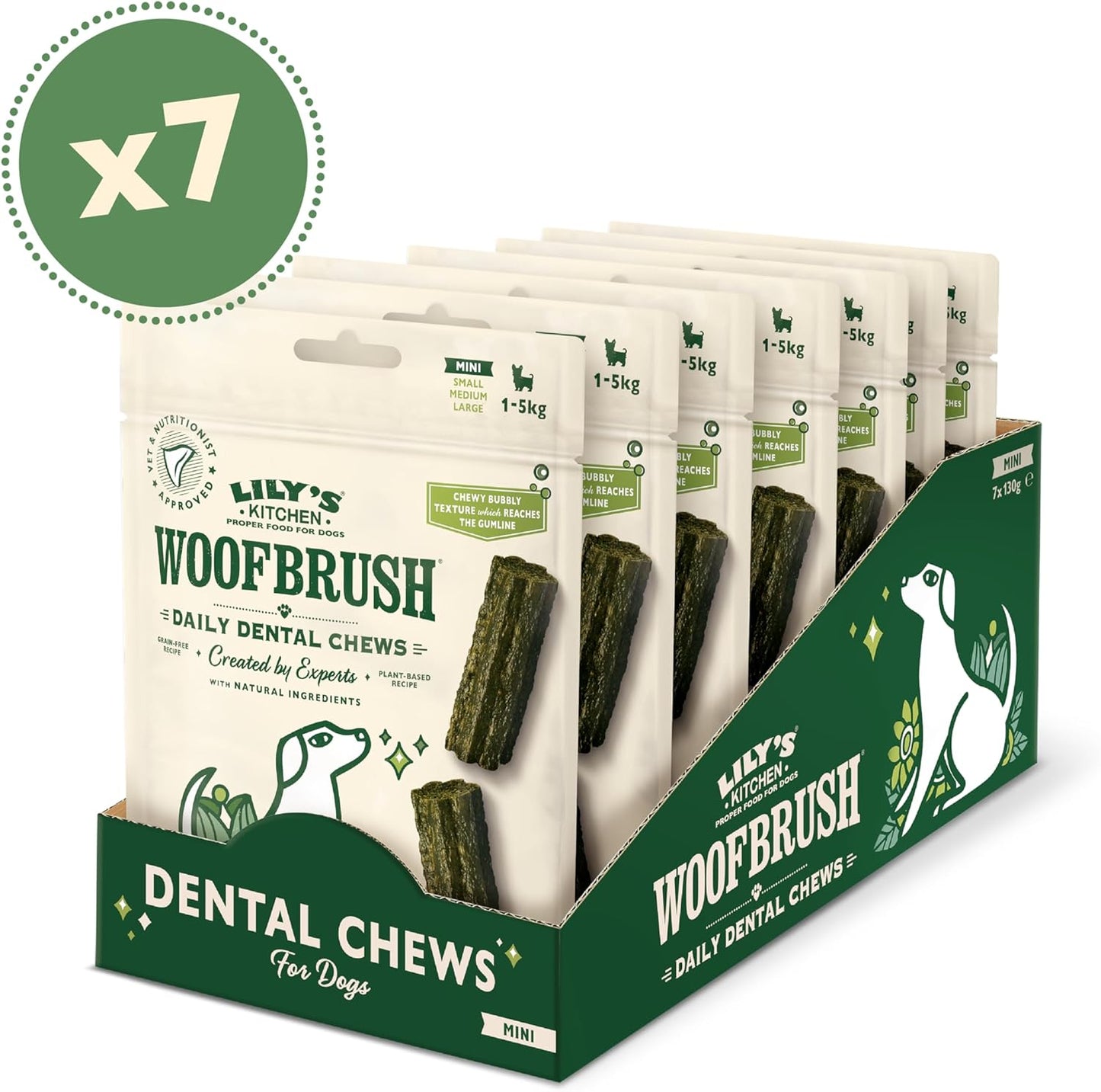 Lilys Kitchen 7 X 130G Mini Woofbrush Dental Chew Multipacks BB 09/2026