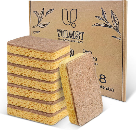 2 X YOLAIST 8PK ECO WASHING UP SPONGE