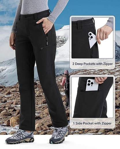 Outdoor Ventures Womens Winter Softshell Trousers-UK12 SHORT-BLACK