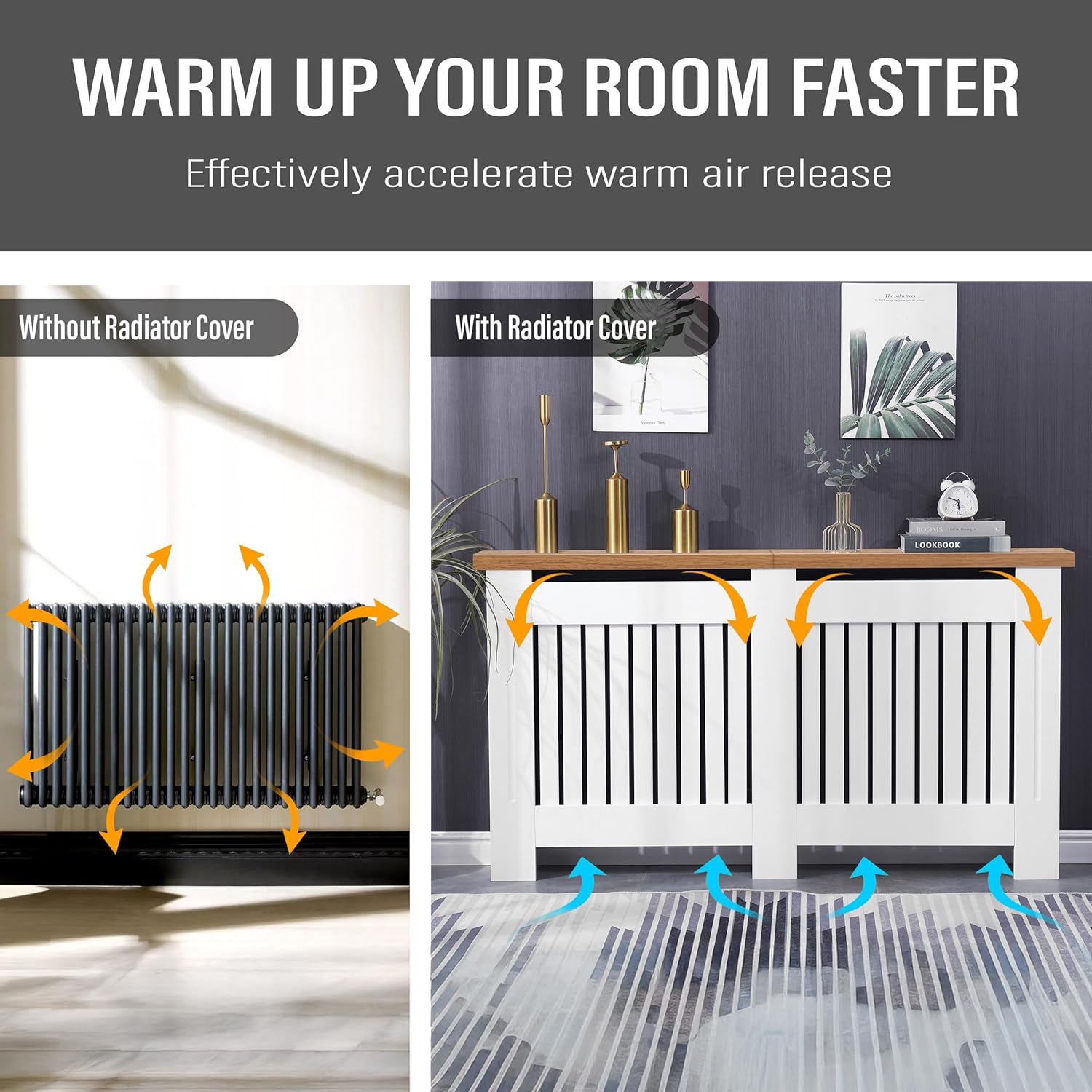 Blisswood Radiator Cover Traditional MDF Wood Grill Cabinet Shelf