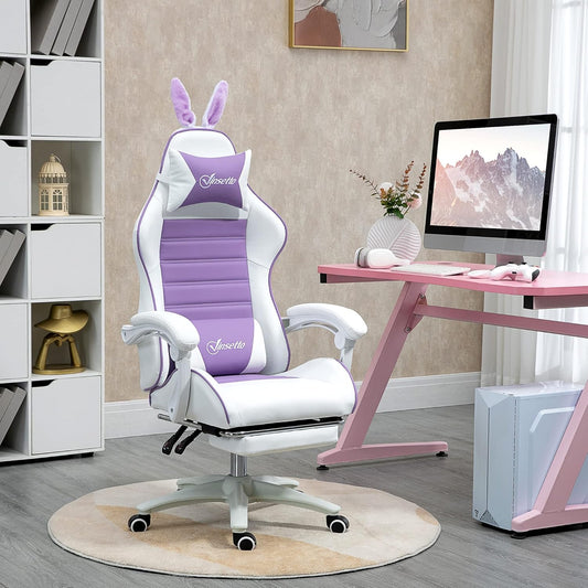 Vinsetto Reclining Racing Gaming Chair with Headrest and Lumber Support Purple
