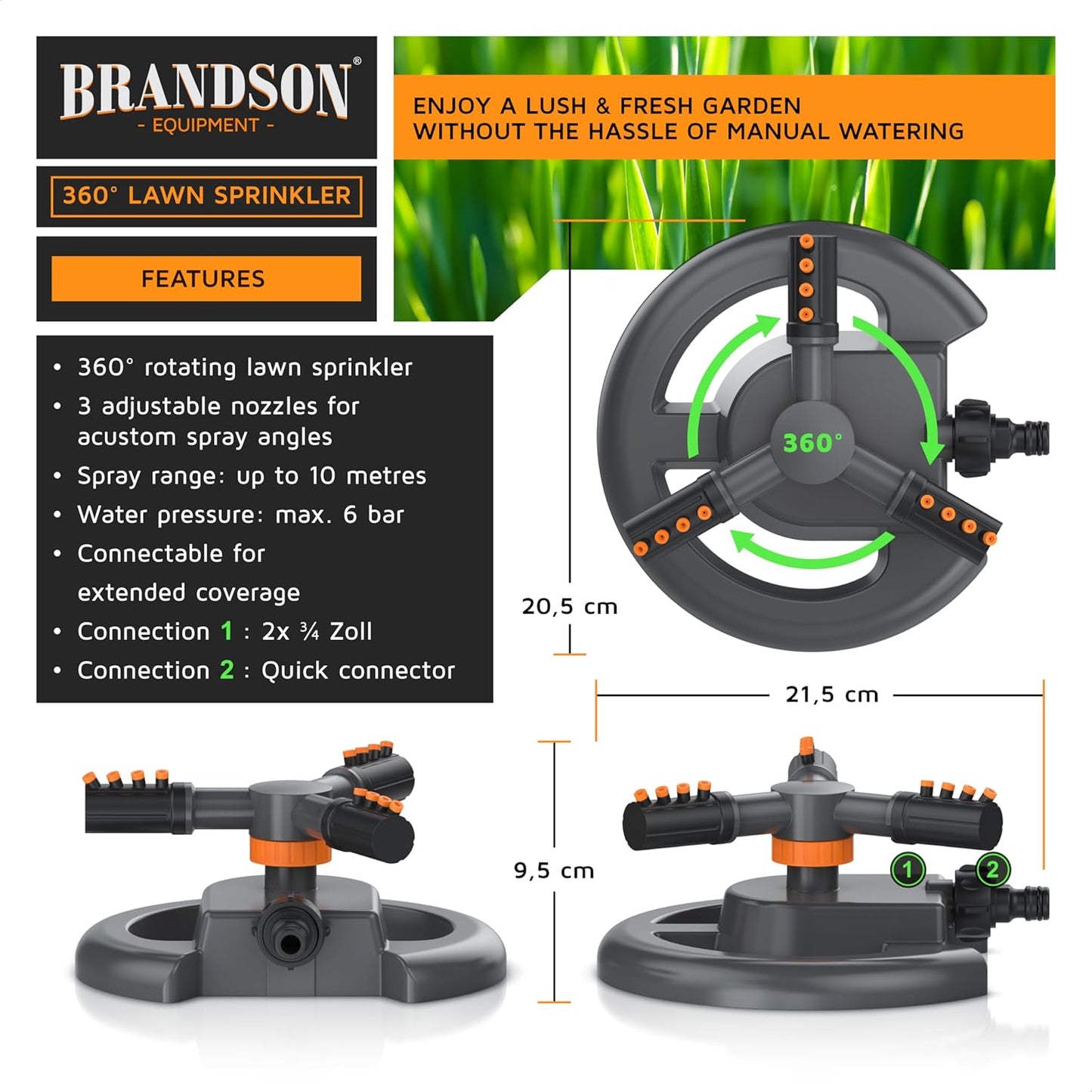 Brandson - Garden Sprinkler for Lawns