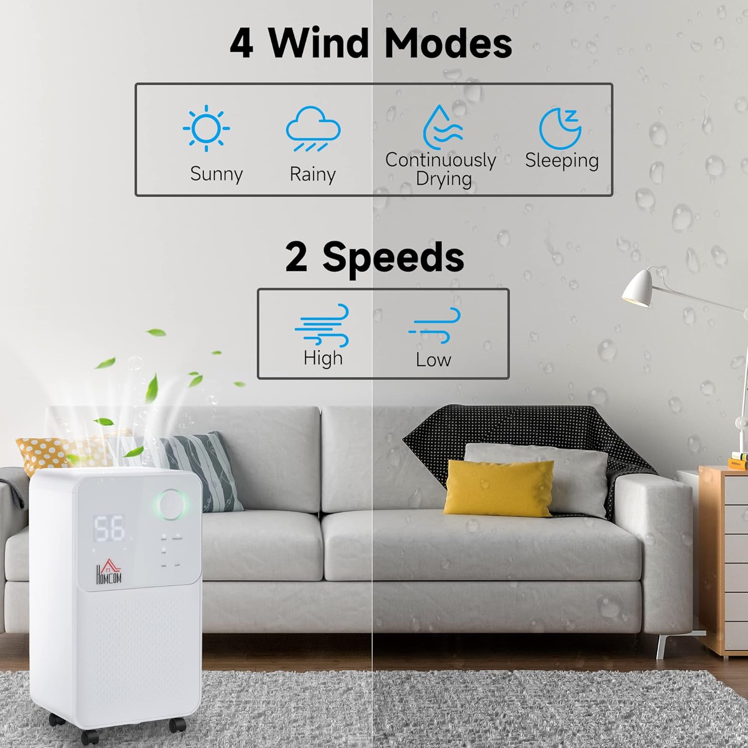HOMCOM 12L/Day Dehumidifier for Home