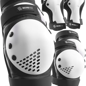 Skatewiz Black and White Skateboard Knee and Elbow Pads size L
