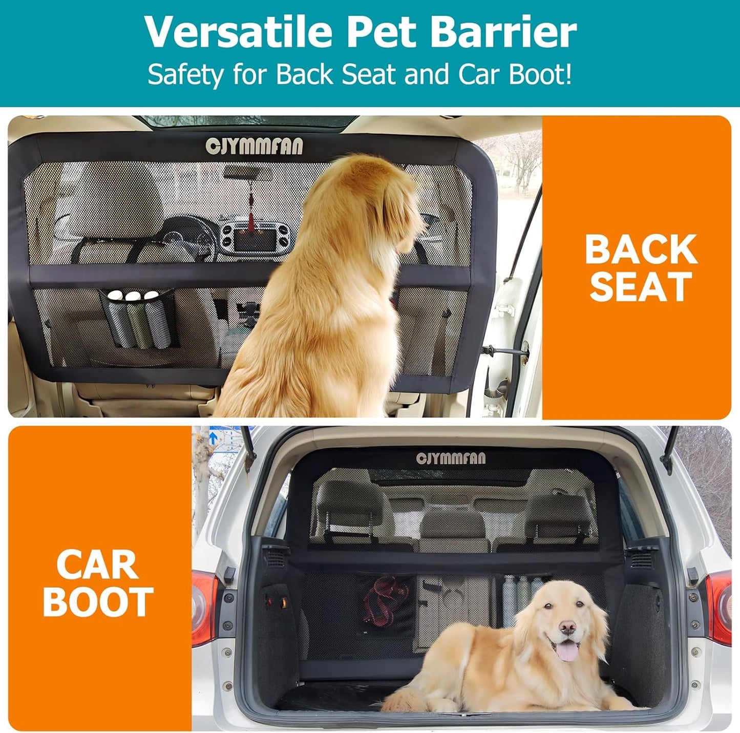 CJYMMFAN Dog Guard for Car Boot & Back Seat