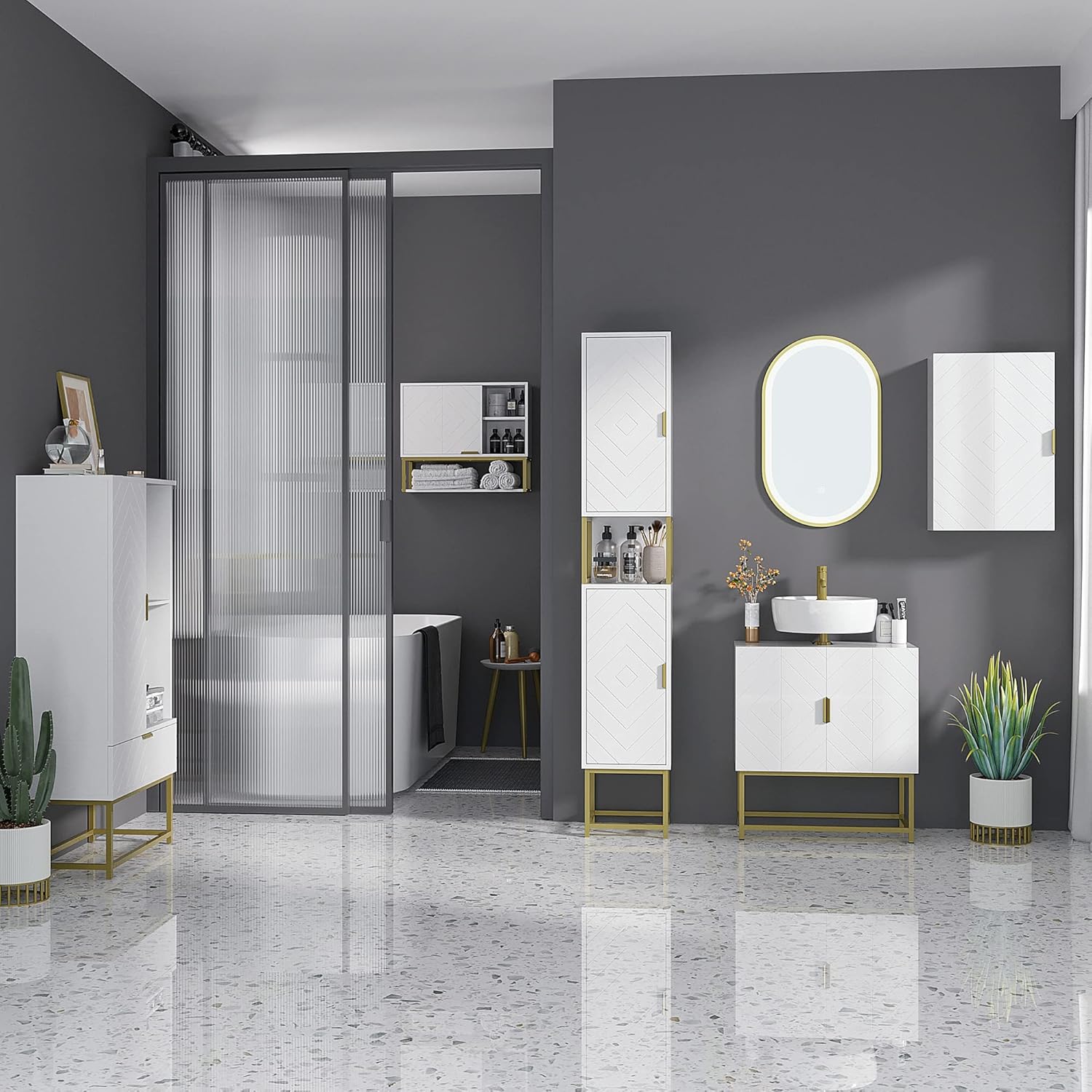 kleankin Bathroom Wall Cabinet, Over Toilet Storage Cupboard with Adjustable Shelves for Hallway, Living Room, White