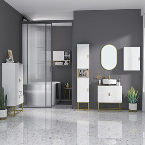 kleankin Bathroom Wall Cabinet, Over Toilet Storage Cupboard with Adjustable Shelves for Hallway, Living Room, White