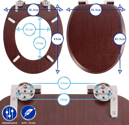 Harbour Housewares Soft Close Toilet Seat - White - Pack of 1 - Oval-Shaped Wooden Toilet Seat