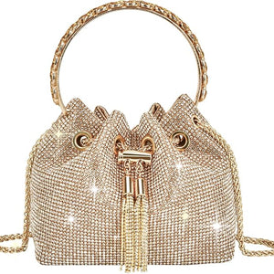 Topall sparkly diamante clutch bag gold
