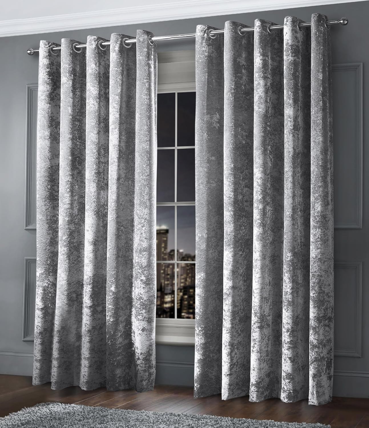 Intimate luxury living crushed velvet curtains 66x90"
