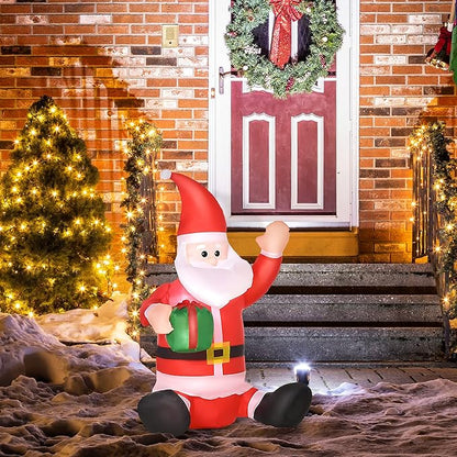 HOMCOM 4ft Inflatable Christmas Santa Claus Gift with LED Xmas