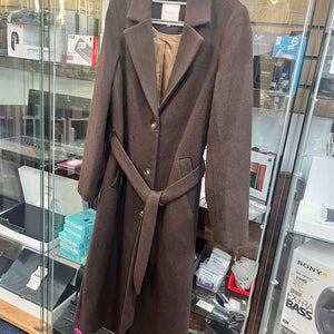 TOM TAILOR WOMENS WOOL COAT WITH BELT-DARK OAK BROWN-SMALL