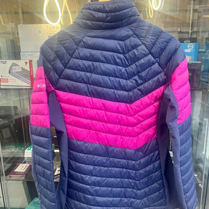 COLUMBIA WOMENS POWDER PASS LIGHTWEIGHT JACKET-LARGE-NAVY/PINK