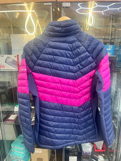 COLUMBIA WOMENS POWDER PASS LIGHTWEIGHT JACKET-LARGE-NAVY/PINK