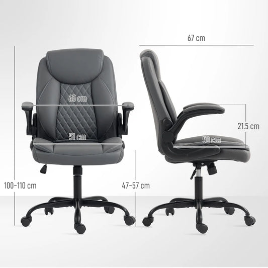 Faux Leather Office Chair-GREY 921-851V70CG
