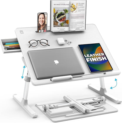 Cooper Desk PRO Large Laptop Table, Adjustable Height | Leather Laptop Lap Tray - Reboot Hub