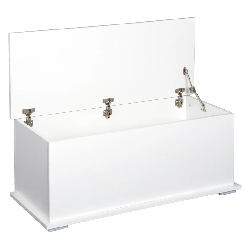 HOMCOM 113L Storage Chest, Storage Box with Flip-Top Lid and 2 Safety Hinges