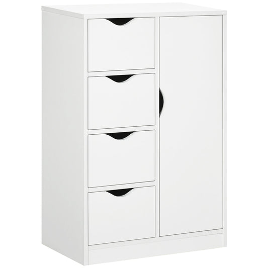 HOMCOM Bathroom Cabinet, Freestanding Storage Cabinet with 4 Drawers
