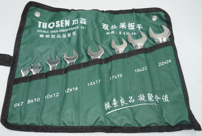 tuosen 8 pcs double open-ended spanner set 6-24