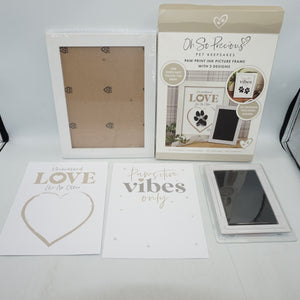 Oh so precious pet keepsakes paw print ink picture frame with 2 designs and ink pad