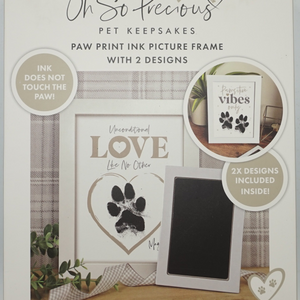 Oh so precious pet keepsakes paw print ink picture frame with 2 designs and ink pad
