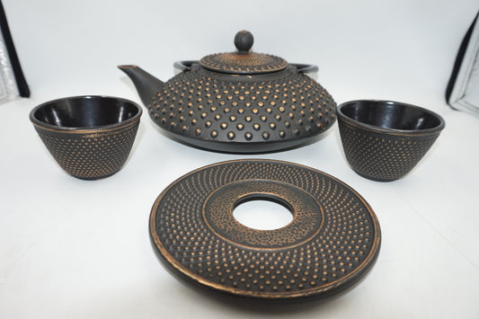 Cast Iron vintage tea pot and cup set