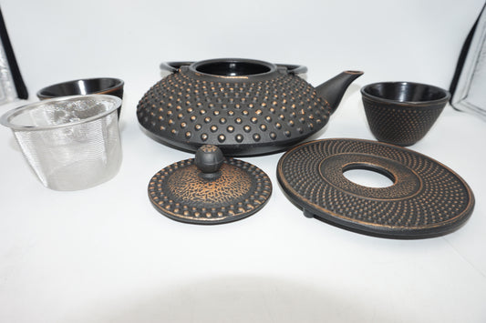 Cast Iron vintage tea pot and cup set