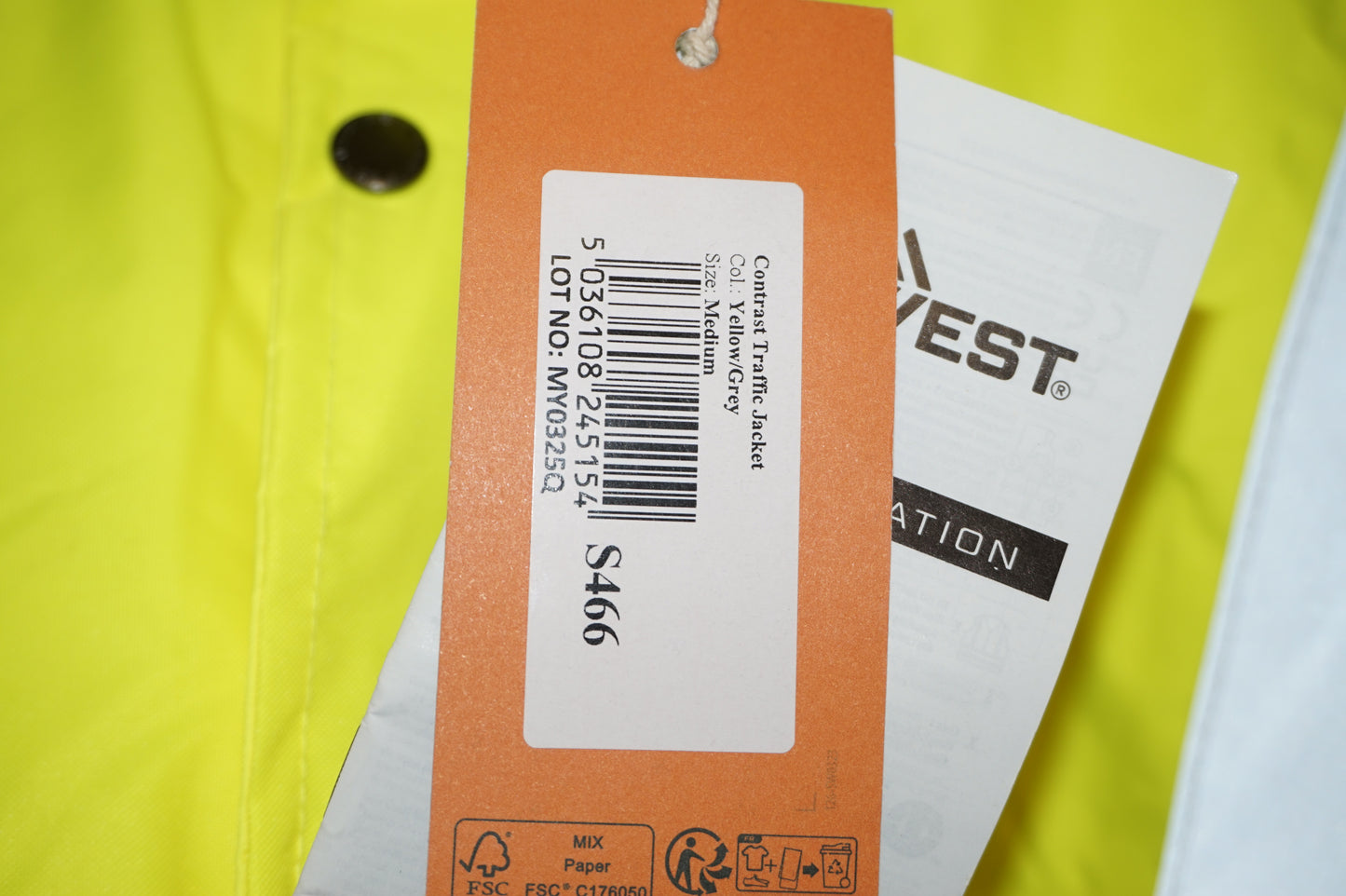Portwest S466 workwear Hi vis winter traffic jacket Size M