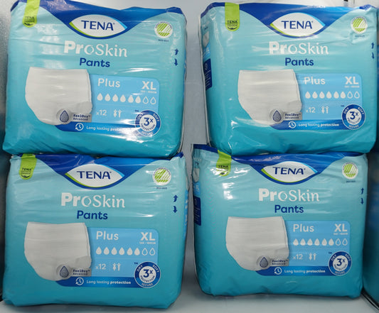 Pack of 4 TENA pack of 12 unisex pro skin pants plus size XL 120-160cm
