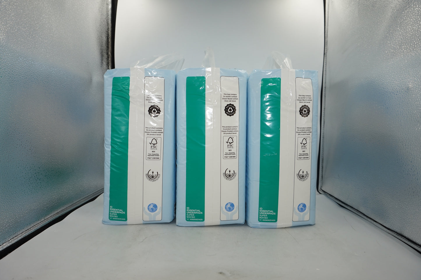 Pack of 3 iD essential pack of 20 underpads super size 90X180CM