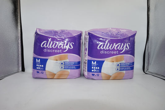 Pack of 2 Always discreet pack of 12 Incontinence underwear size M