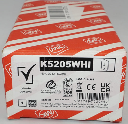MK logic plus 50A DP light switch K5205WHI