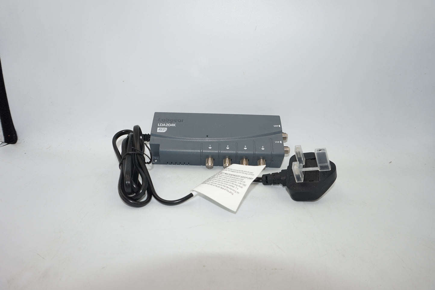 Labgear TV and Radio aerial amp 2 in 4 out, 5G filter, mains powered LDA204K