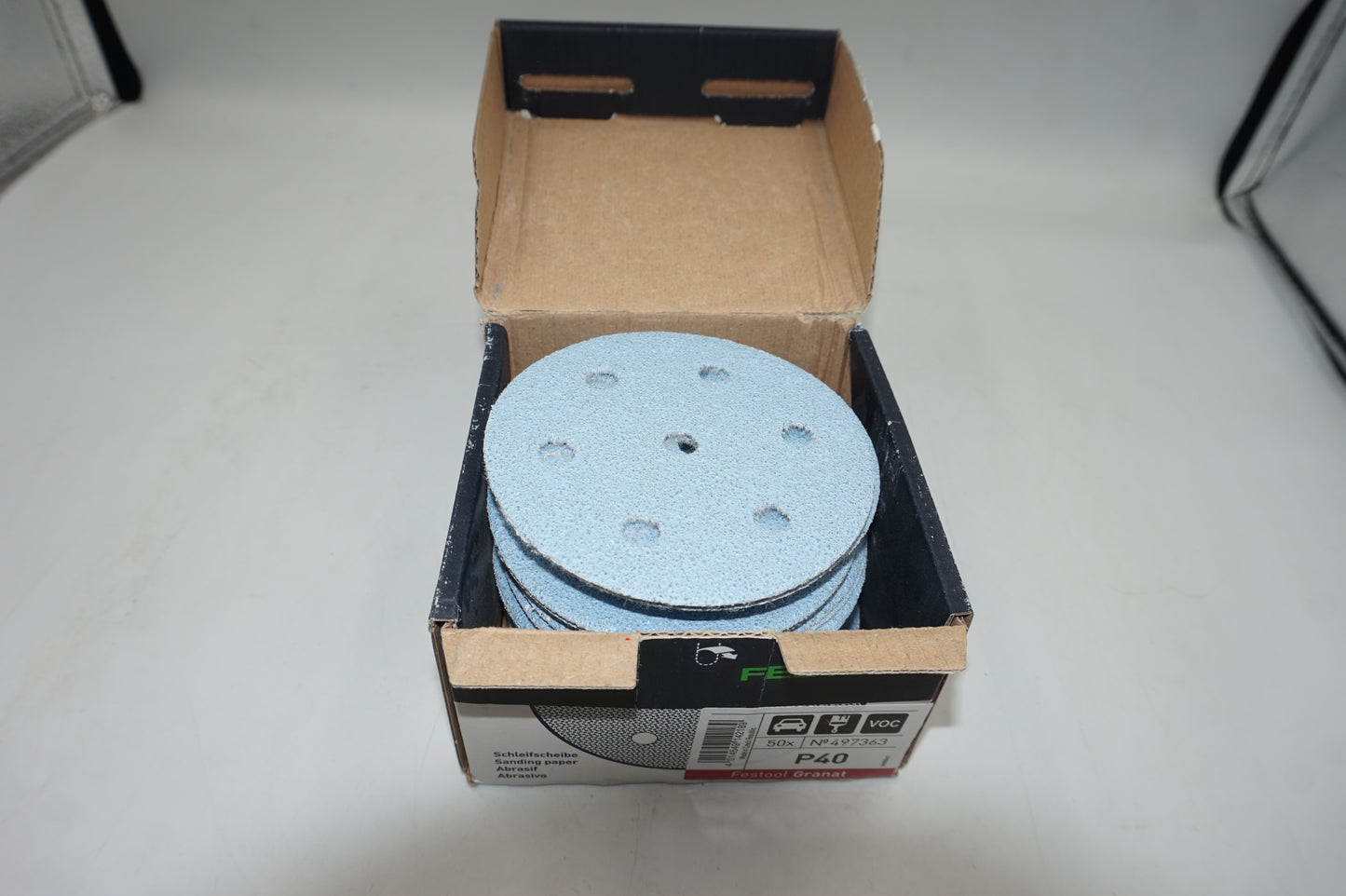 Pack of 50 Festool Granat P40 3-1/2" sanding paper 90 diameter