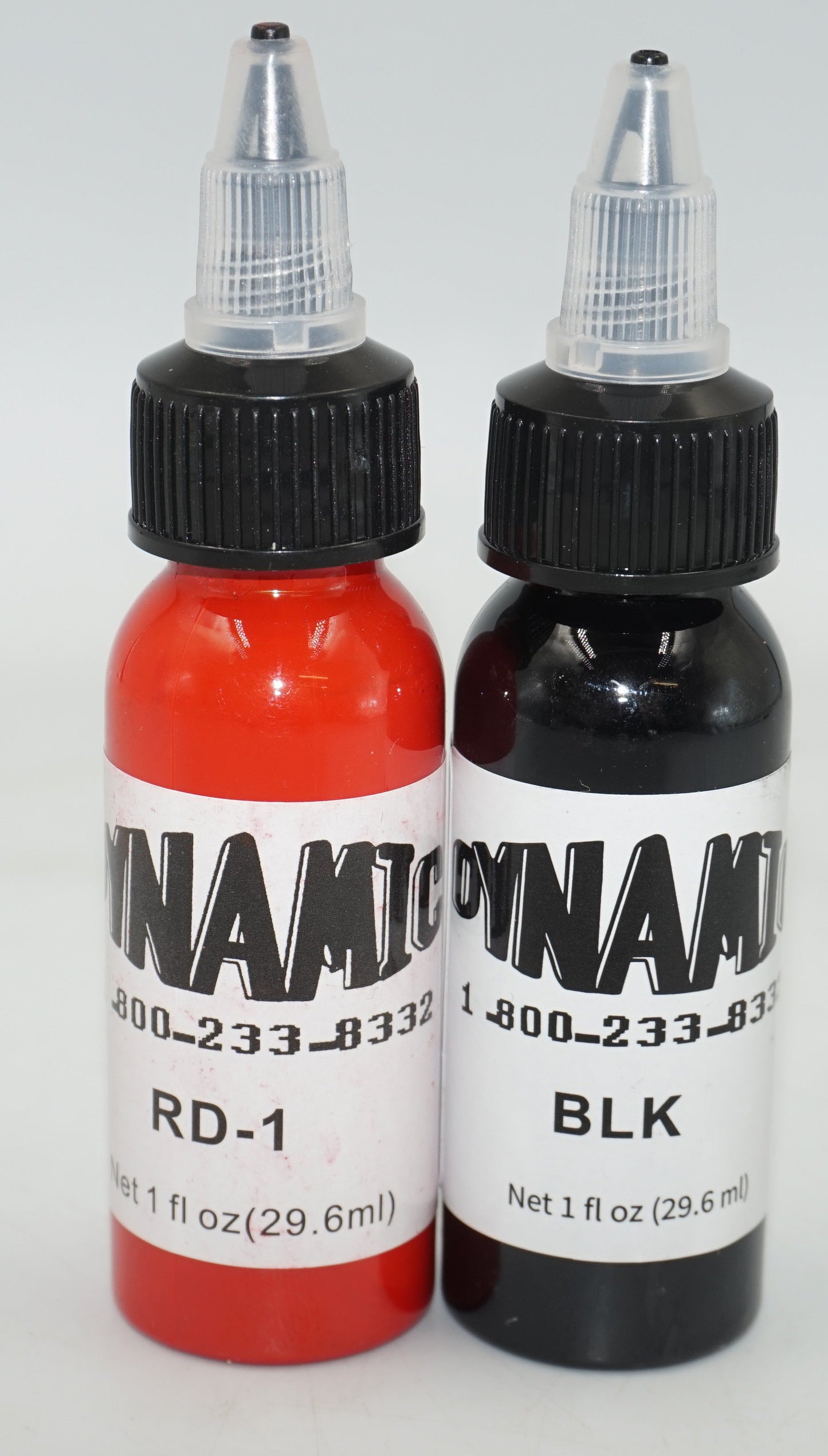 Pack of 4 Dynamic 2 red RD-1 and 2 black tattoo ink 4x29.6ml
